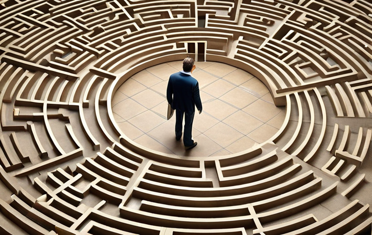 **
* **Prompt:** "French entrepreneur navigating a complex administrative labyrinth. Overwhelmed by paperwork, but guided by a friendly business coach with a GPS."
**