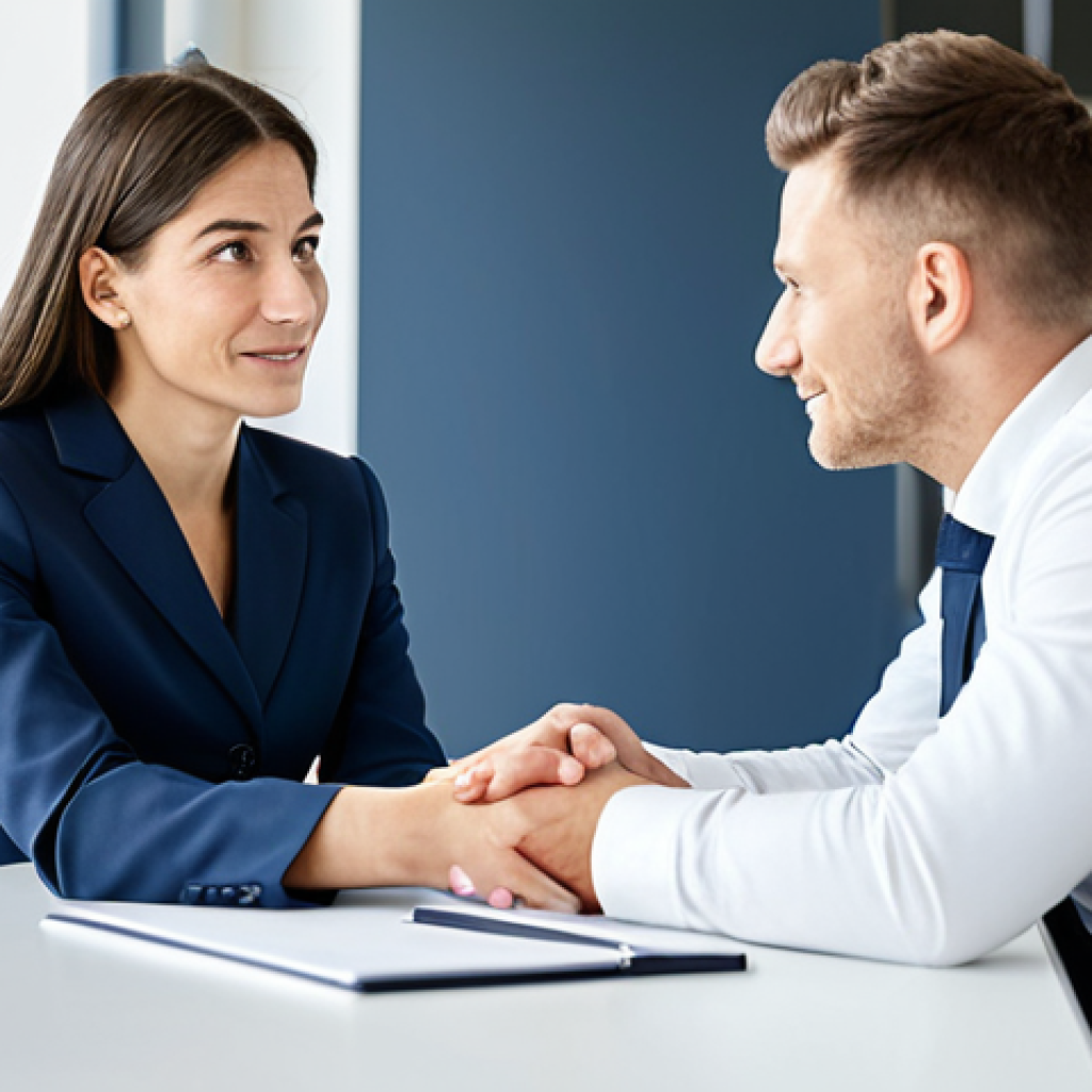 A professional female coach, fully clothed in a modest business suit, seated opposite a male client in a modern, brightly lit office. The coach leans forward with an empathetic, active listening expression, while the client gestures naturally as they speak, conveying trust and understanding. The background features a clean, minimalist aesthetic with soft, natural light. Perfect anatomy, correct proportions, natural pose, well-formed hands, proper finger count, natural body proportions, appropriate attire, professional dress, safe for work, appropriate content, professional photography, high quality, family-friendly.
