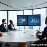 비즈니스 코치 자격증 종류 - A professional business coach leading a diverse group of executives in a modern conference room, emp...