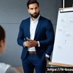 비즈니스 코칭의 핵심 중점과목 - A professional coaching session scene in a modern office with a diverse male coach attentively liste...