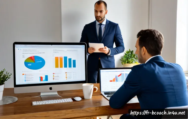Home 17 비즈니스 코칭이 필요한 이유 - Photorealistic business coaching session in a bright modern Paris office, experienced French coach i...